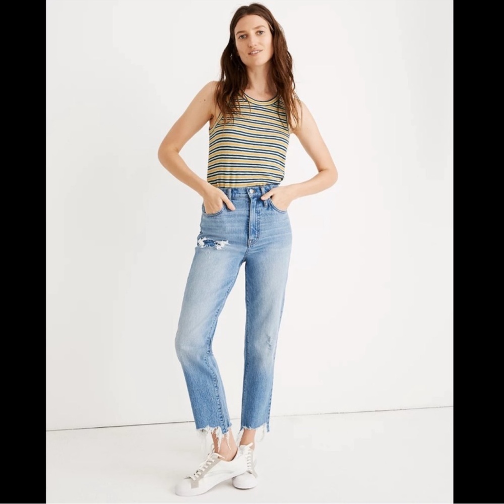 Madewell Classic Straight Jean In Corrie Wash Step-Hem Edition Size 30